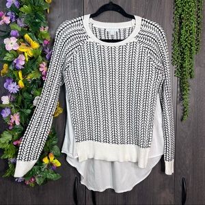 Black and White Patterned Women's Sweater